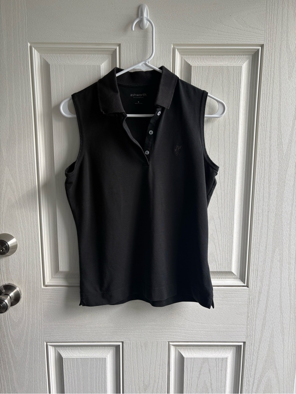 Ashworth Performance Black Sleeveless Golf Polo Size Small